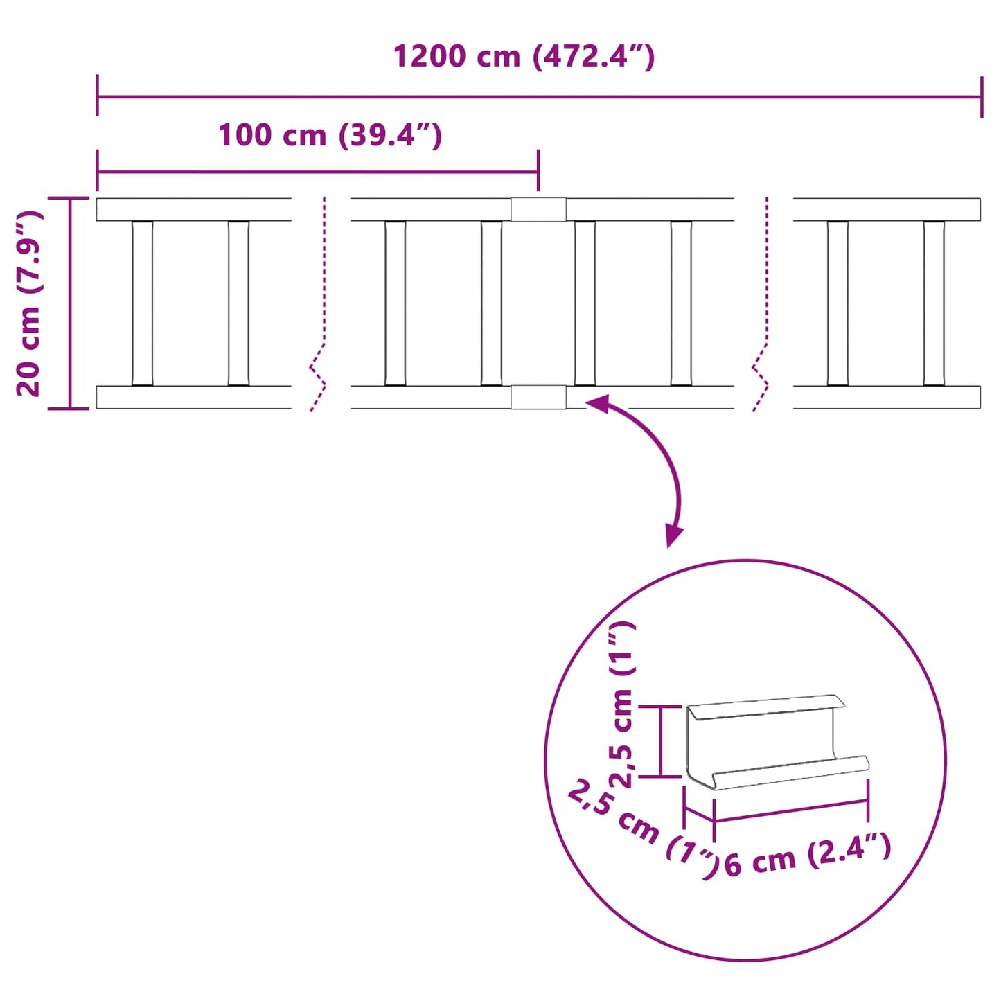 Guardia per neve sul tetto Rosso 1200 x 2,5 x 20 cm Acciaio | homemem39