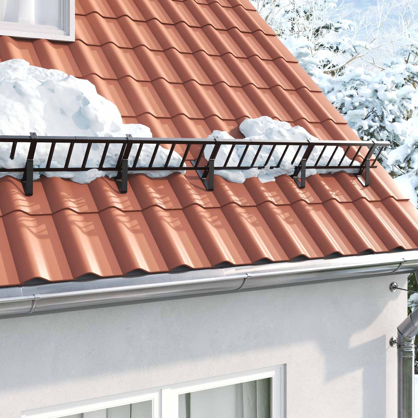 Supporto per guardia della neve 6 pcs Nero 29,5 x 3 x 34,5 cm