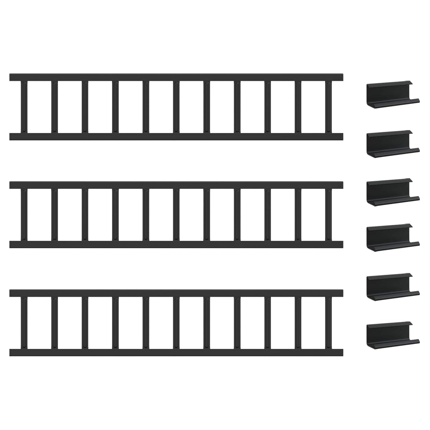 Guardia per neve sul tetto Nero 300 x 2,5 x 20 cm Acciaio | homemem39