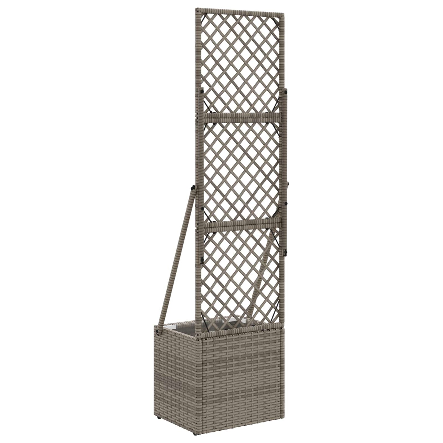 Vaso da Giardino con Trellis Grigio 35 x 30 x 135 cm polyrattan | homemem39