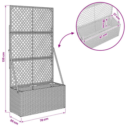 Vaso da Giardino con Trellis Grigio 70 x 30 x 135 cm polyrattan | homemem39