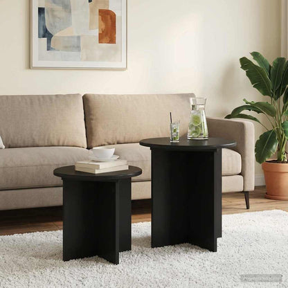 Set tavolini 2 pcs Rovere Nero Legno ingegnerizzato | homemem39