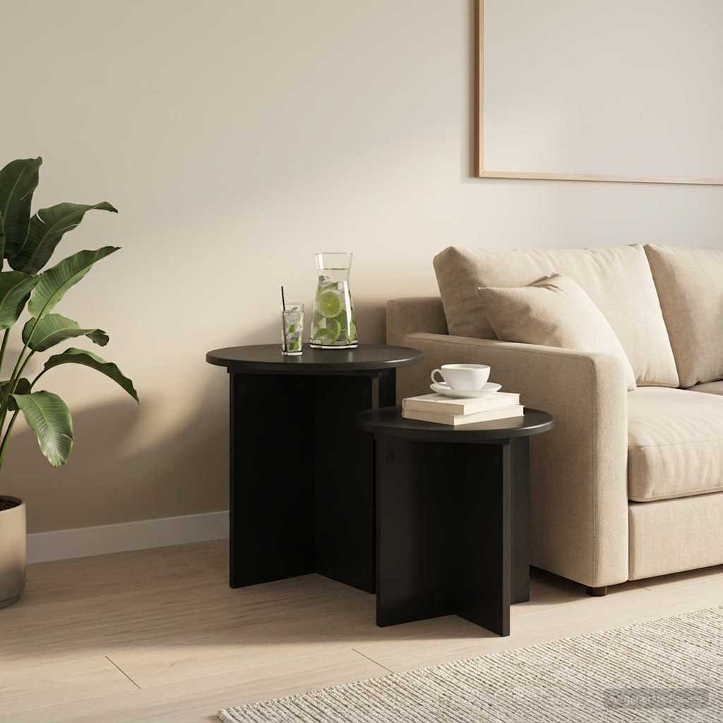 Set tavolini 2 pcs Rovere Nero Legno ingegnerizzato | homemem39