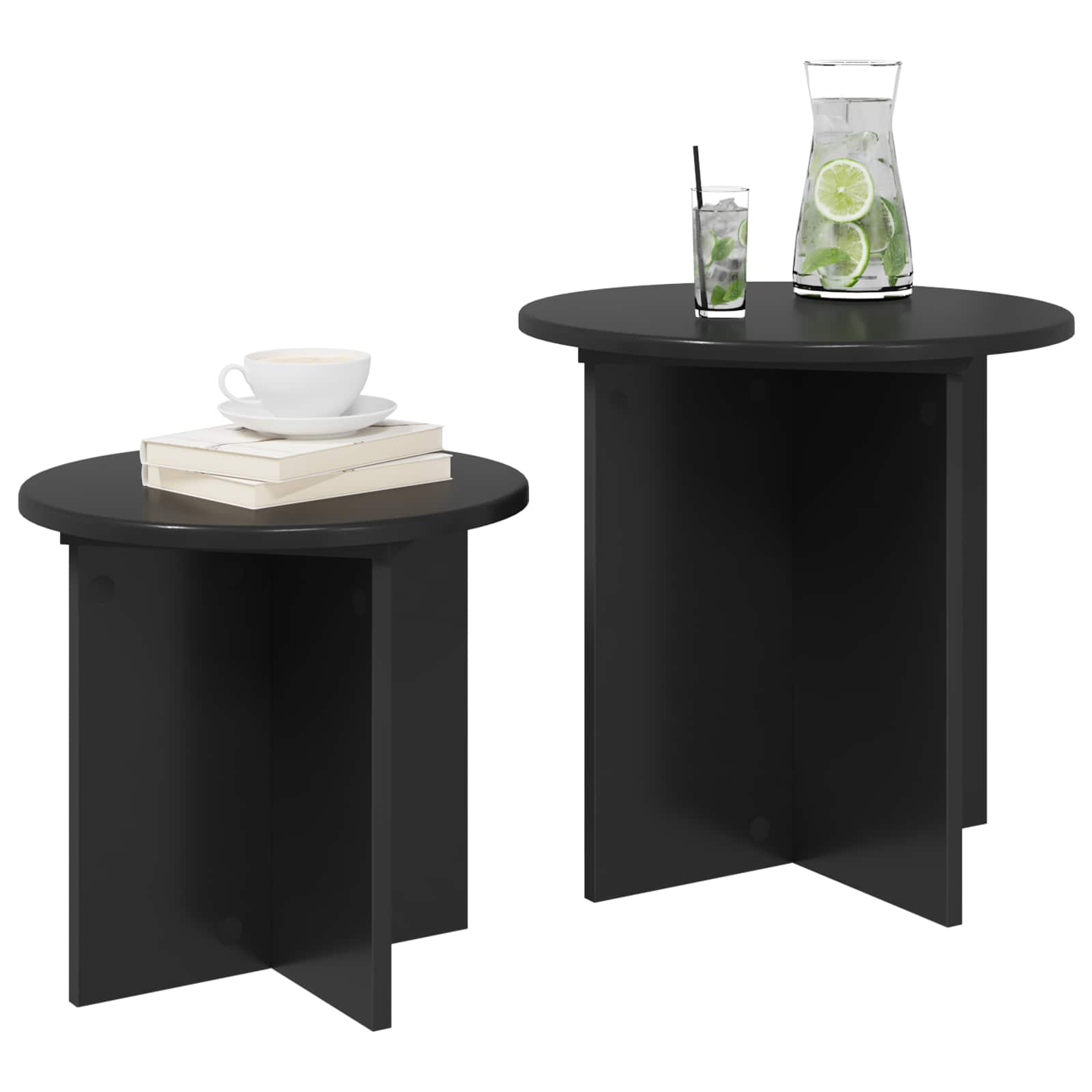 Set tavolini 2 pcs Rovere Nero Legno ingegnerizzato | homemem39