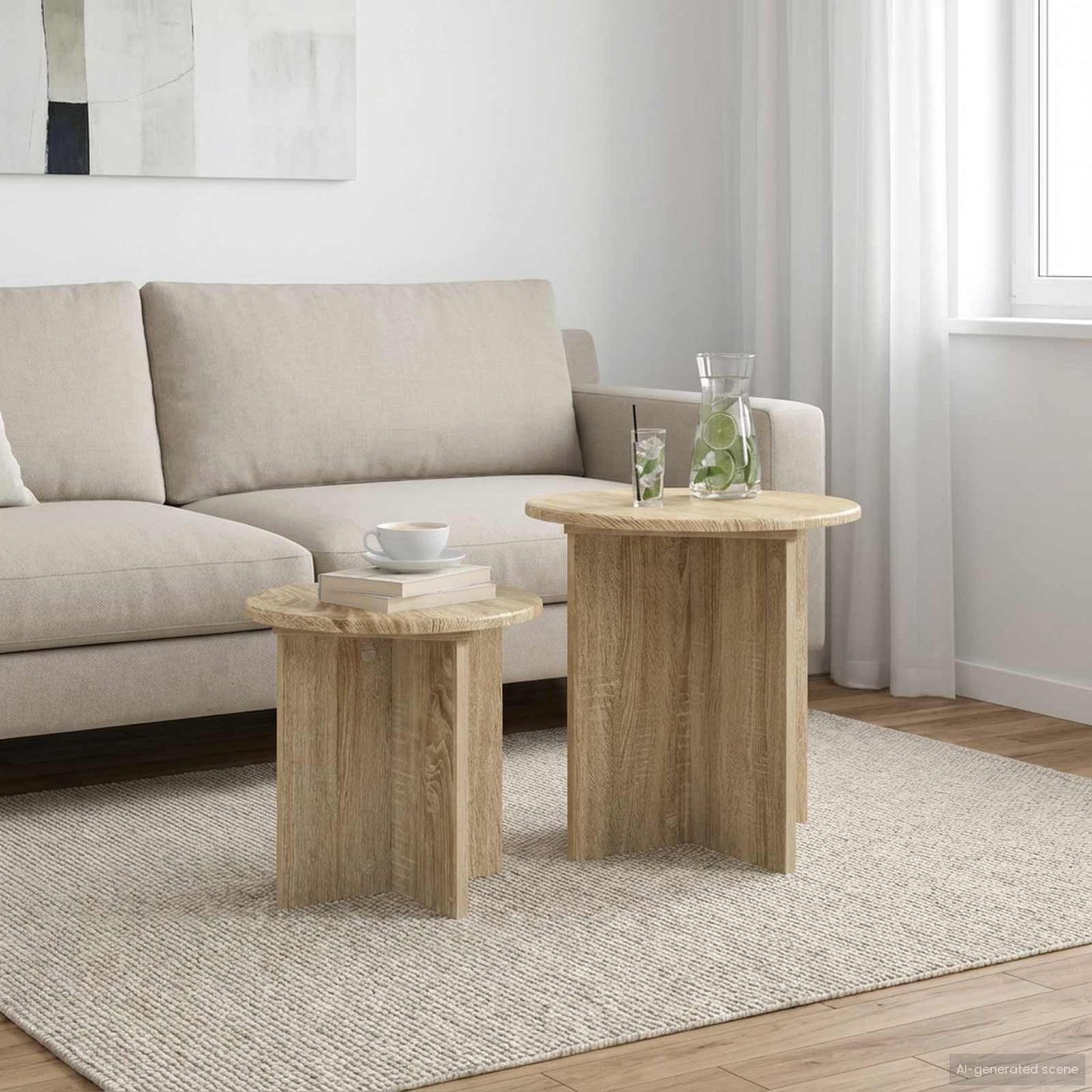 Set tavolini 2 pcs Rovere Sonoma Legno ingegnerizzato | homemem39
