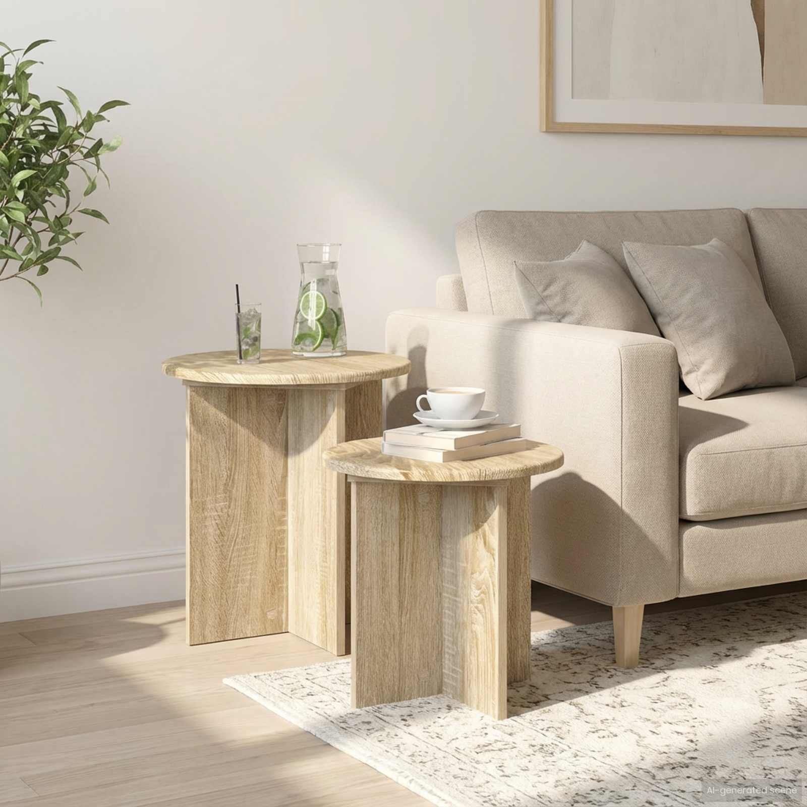 Set tavolini 2 pcs Rovere Sonoma Legno ingegnerizzato | homemem39