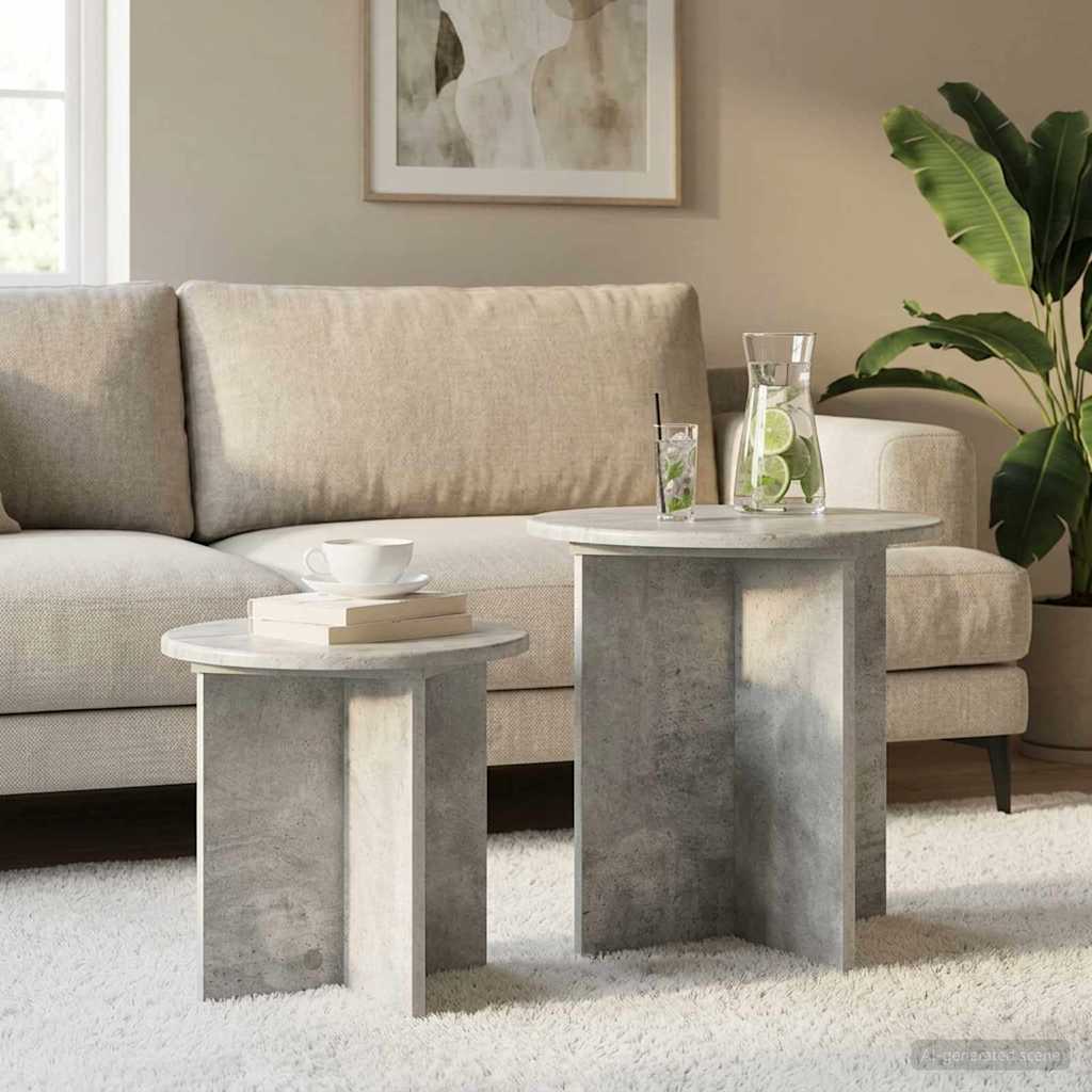 Set tavolini 2 pcs Grigio Cemento Legno ingegnerizzato | homemem39
