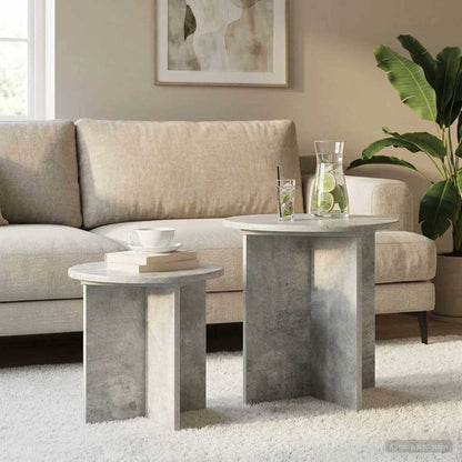 Set tavolini 2 pcs Grigio Cemento Legno ingegnerizzato | homemem39