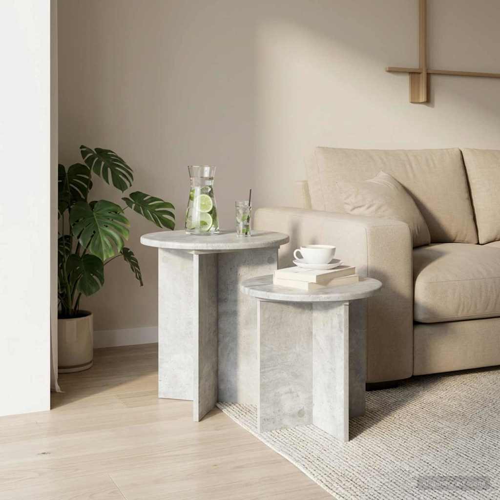 Set tavolini 2 pcs Grigio Cemento Legno ingegnerizzato | homemem39