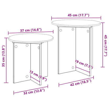 Set tavolini 2 pcs Grigio Cemento Legno ingegnerizzato | homemem39