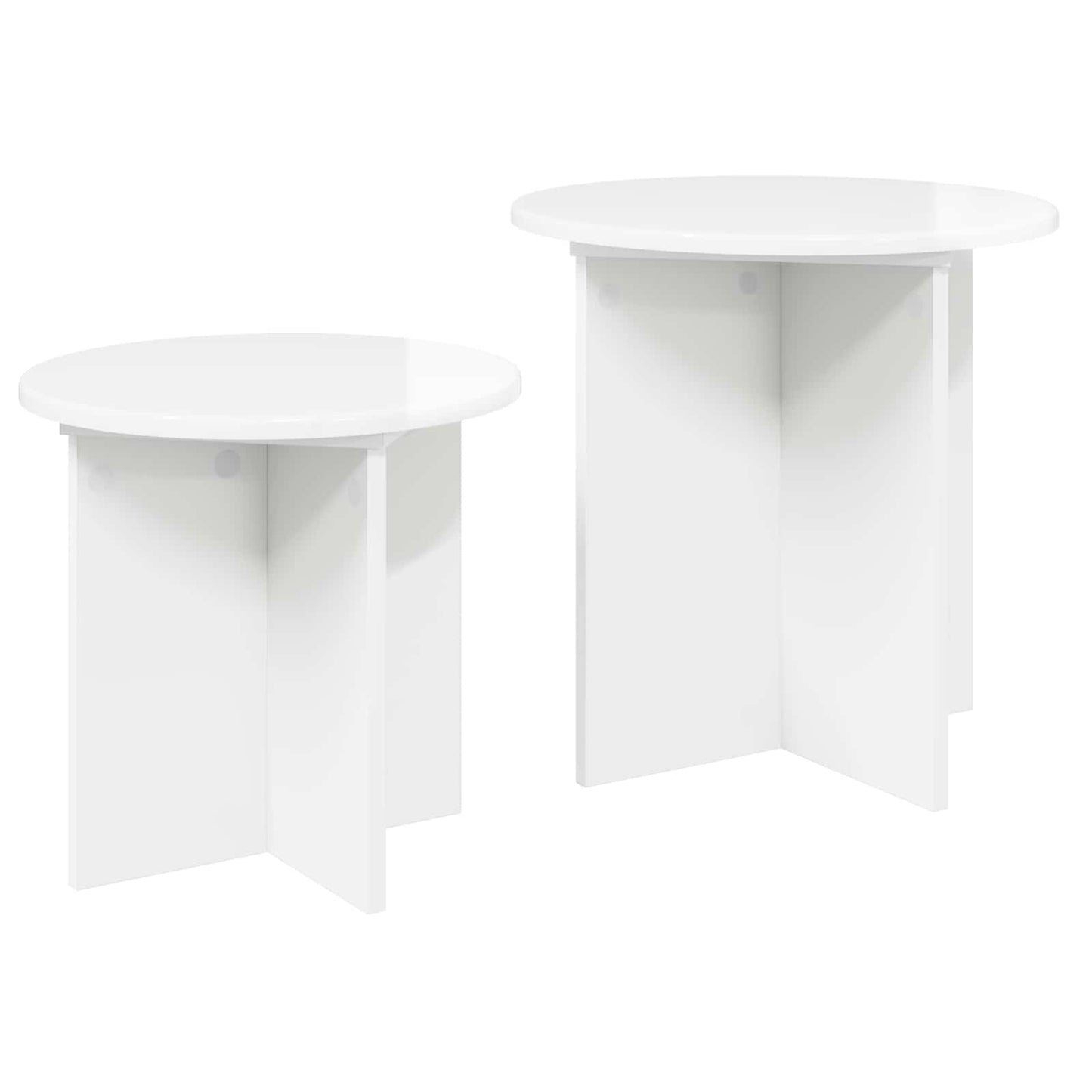 Set tavolini 2 pcs Bianco Lucido Legno ingegnerizzato | homemem39