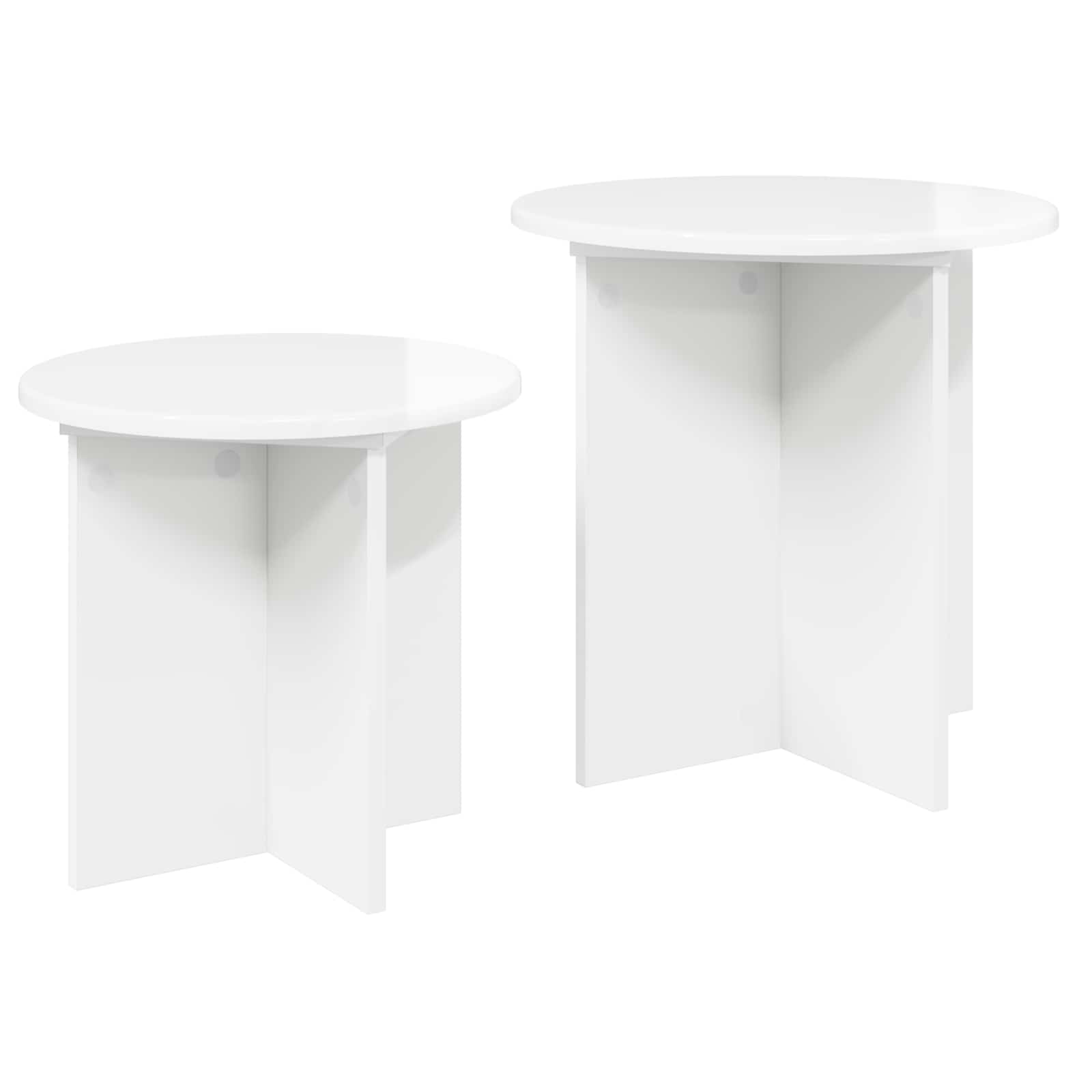 Set tavolini 2 pcs Bianco Lucido Legno ingegnerizzato | homemem39