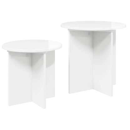 Set tavolini 2 pcs Bianco Lucido Legno ingegnerizzato | homemem39