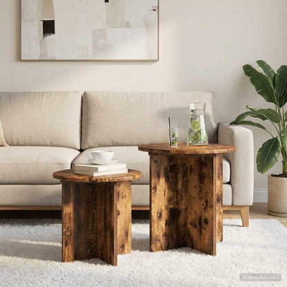 Set tavolini 2 pcs Quercia Affumicata Legno ingegnerizzato | homemem39