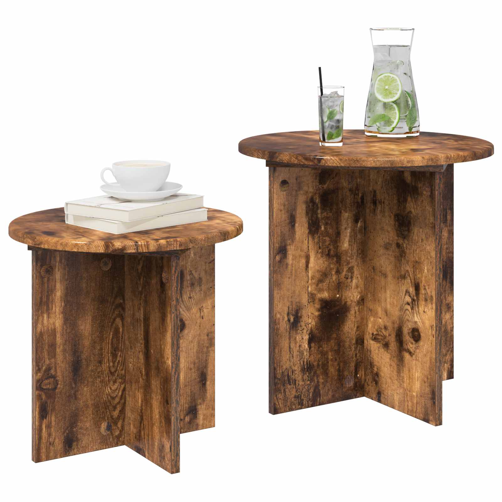 Set tavolini 2 pcs Quercia Affumicata Legno ingegnerizzato | homemem39
