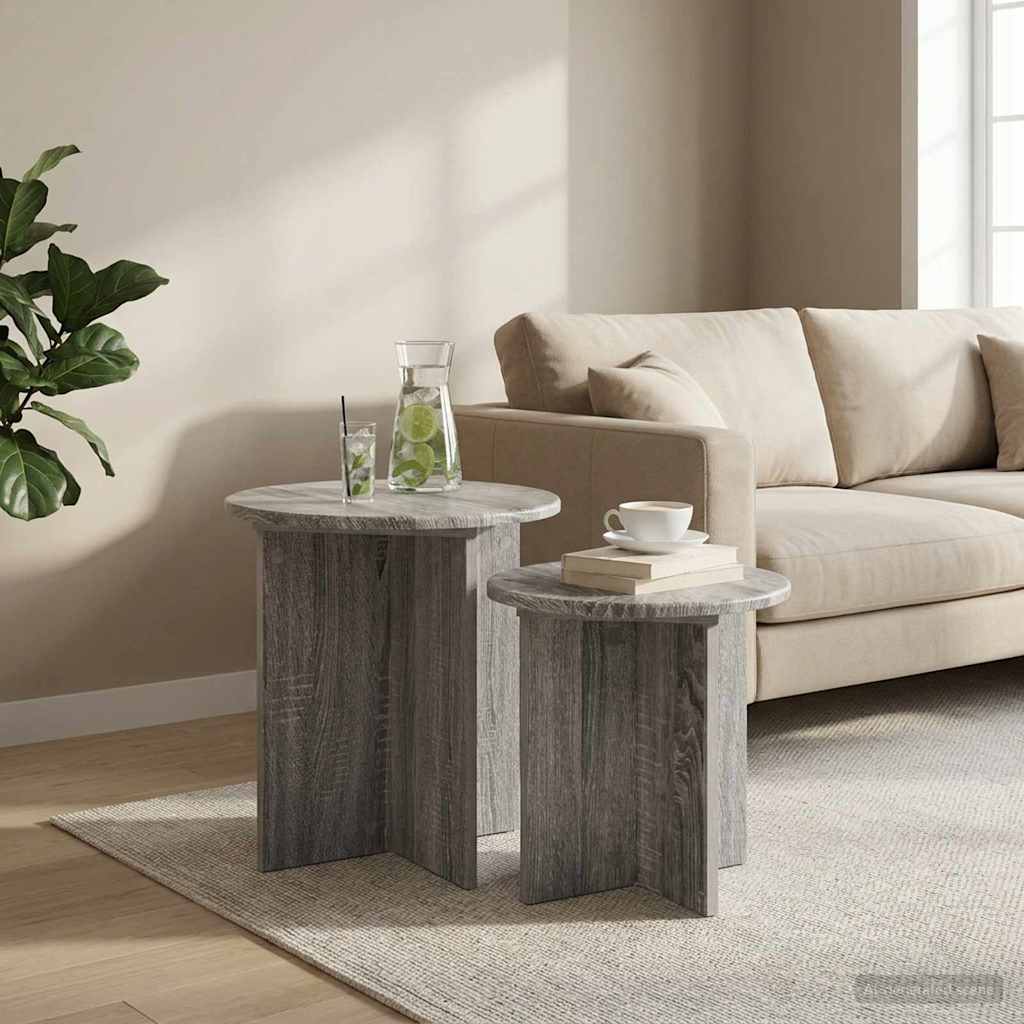 Set tavolini 2 pcs Grigio Sonoma Legno ingegnerizzato | homemem39