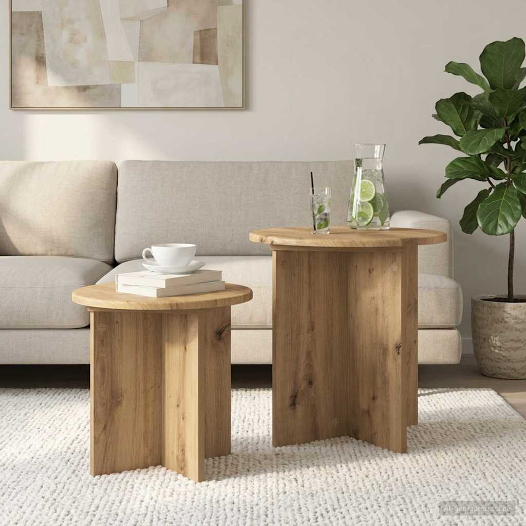 Set tavolini 2 pz Rovere Artigianale Ø 45 x 45 cm | homemem39