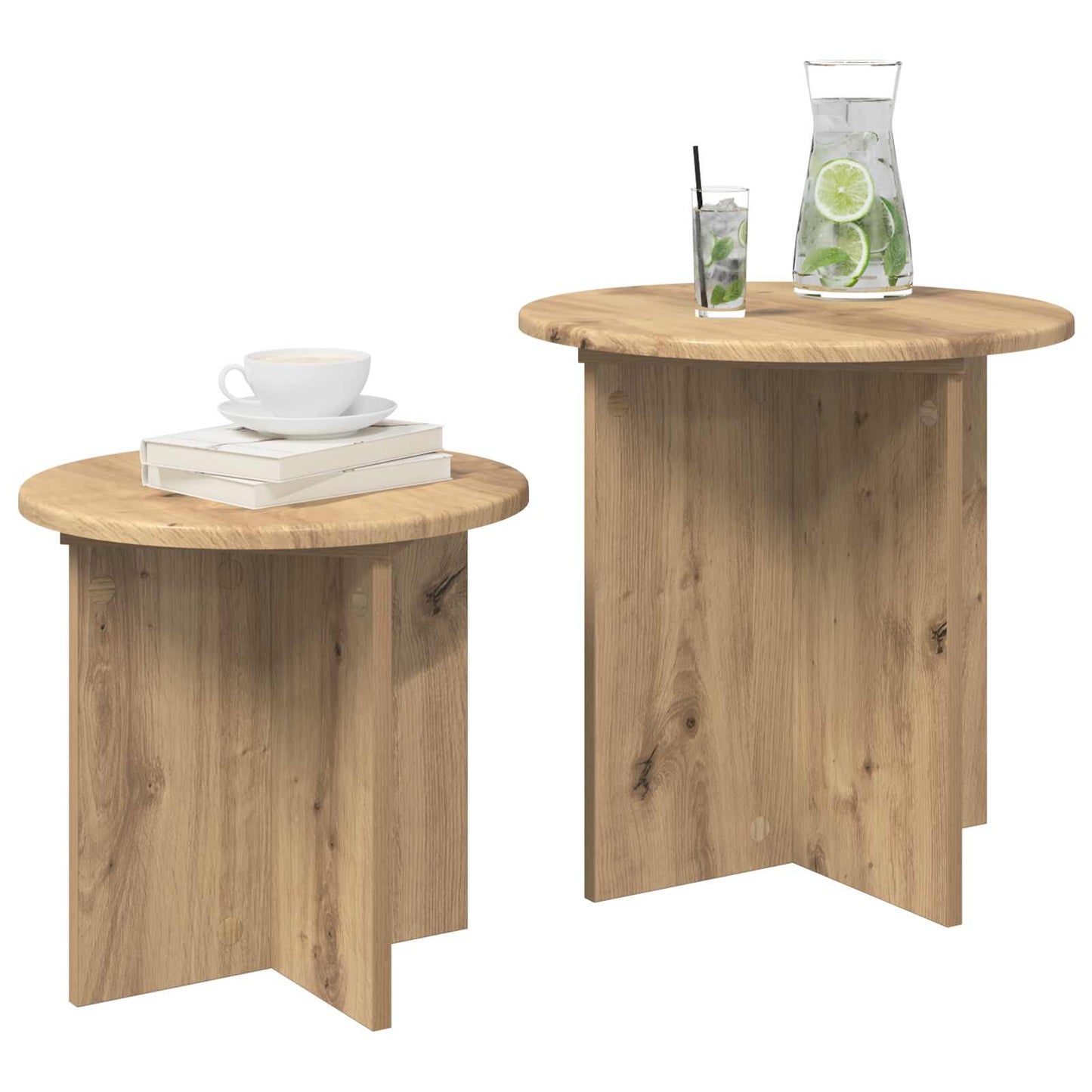 Set tavolini 2 pz Rovere Artigianale Ø 45 x 45 cm | homemem39