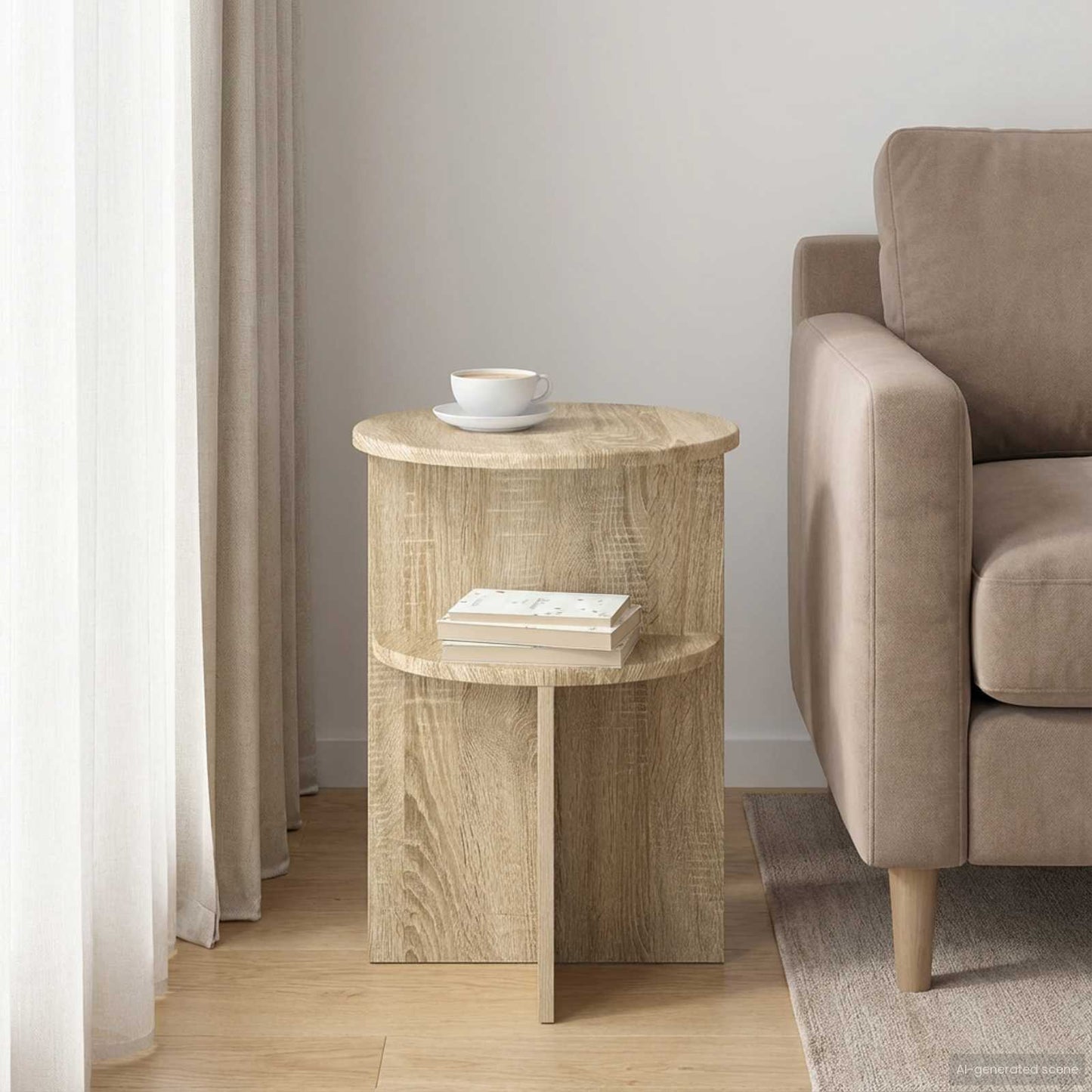 Tavolo laterale con archiviazione Rovere Sonoma Ø 39,5 x 55 cm | homemem39