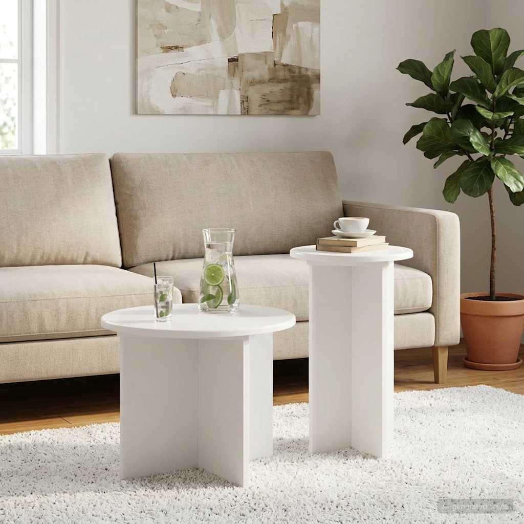 Set tavolini 2 pcs Bianco Legno ingegnerizzato | homemem39