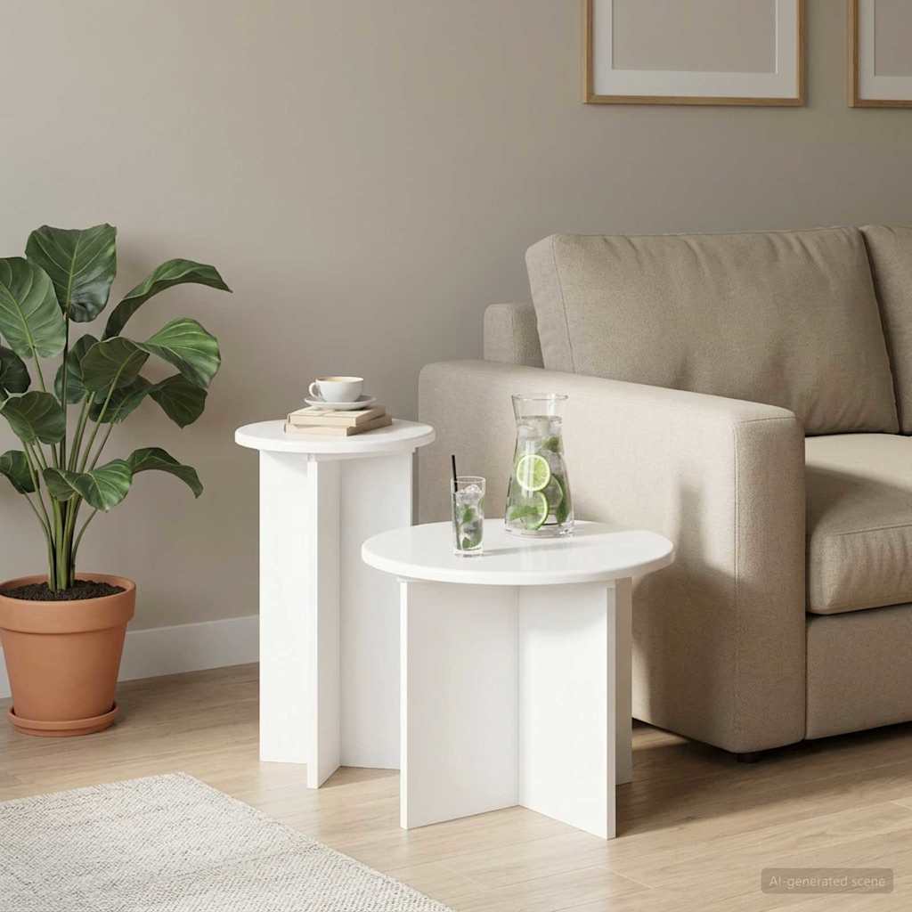 Set tavolini 2 pcs Bianco Legno ingegnerizzato | homemem39