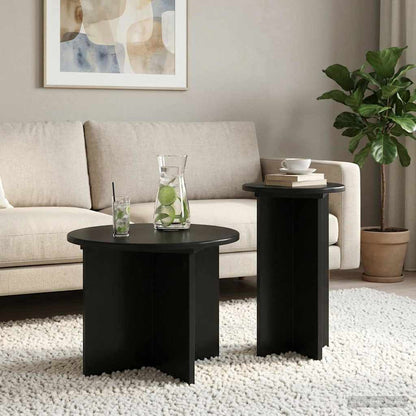 Set tavolini 2 pcs Rovere Nero Legno ingegnerizzato | homemem39