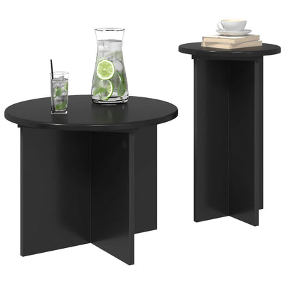Set tavolini 2 pcs Rovere Nero Legno ingegnerizzato | homemem39