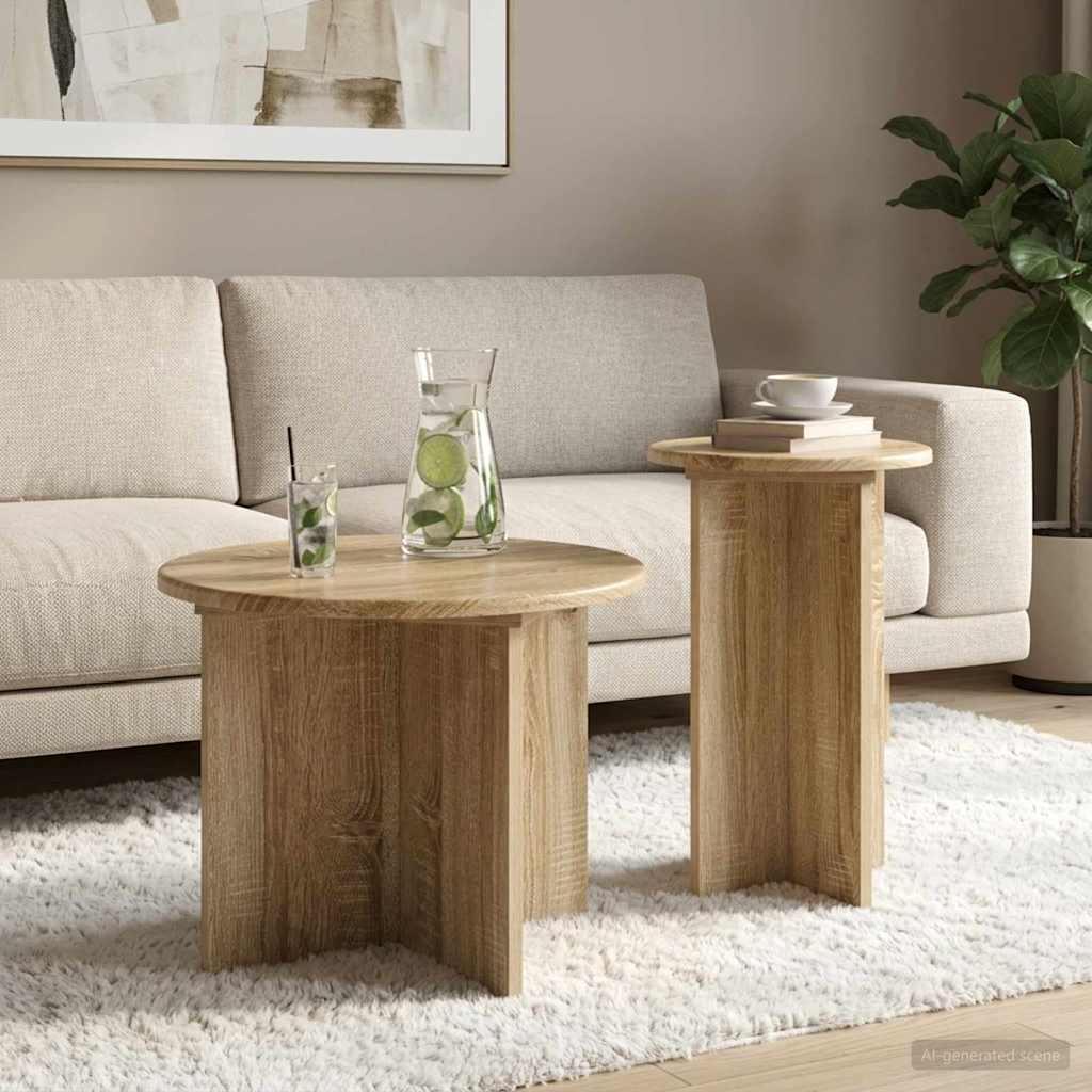 Set tavolini 2 pcs Rovere Sonoma Legno ingegnerizzato | homemem39