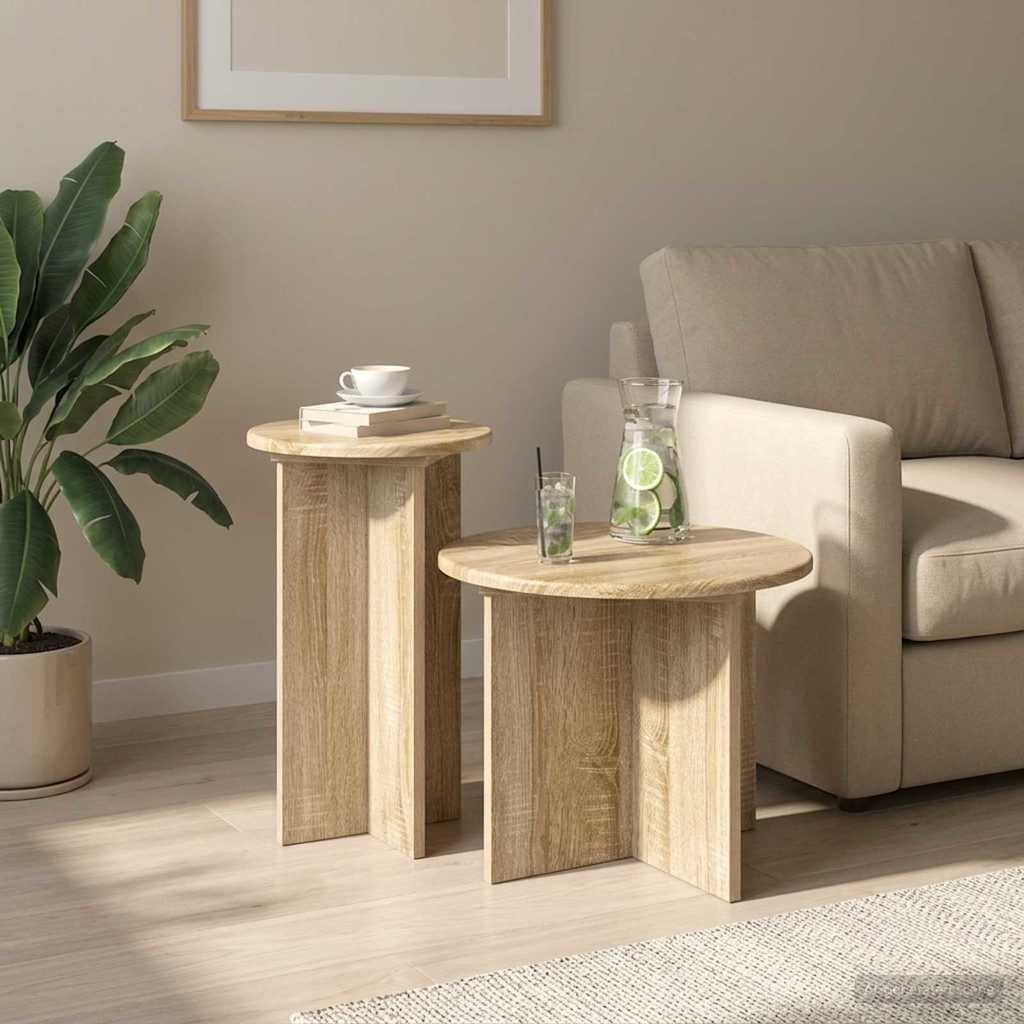 Set tavolini 2 pcs Rovere Sonoma Legno ingegnerizzato | homemem39