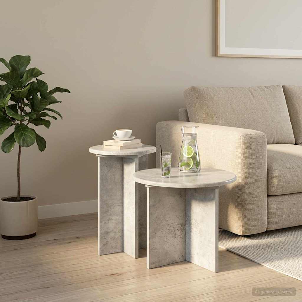 Set tavolini 2 pcs Grigio Cemento Legno ingegnerizzato | homemem39
