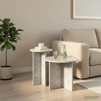 Set tavolini 2 pcs Grigio Cemento Legno ingegnerizzato | homemem39