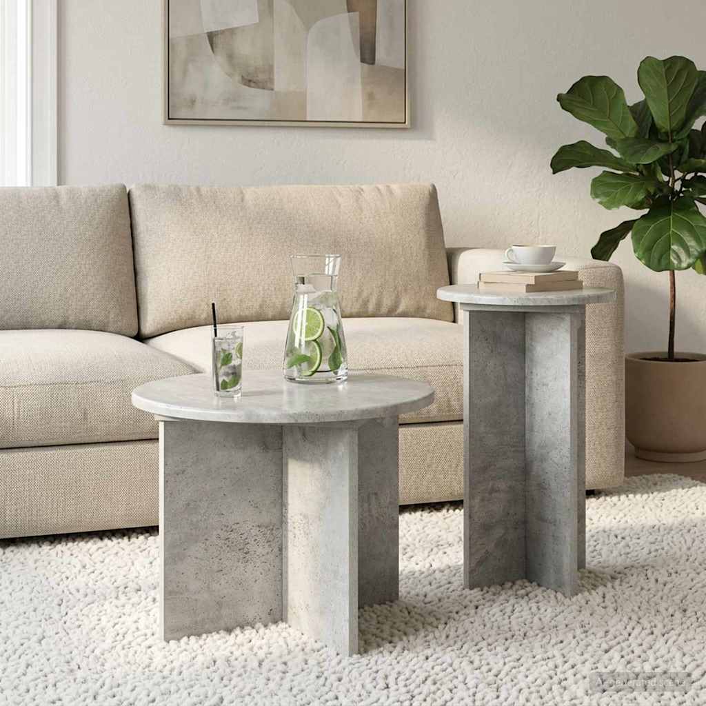 Set tavolini 2 pcs Grigio Cemento Legno ingegnerizzato | homemem39