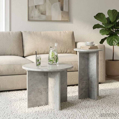 Set tavolini 2 pcs Grigio Cemento Legno ingegnerizzato | homemem39
