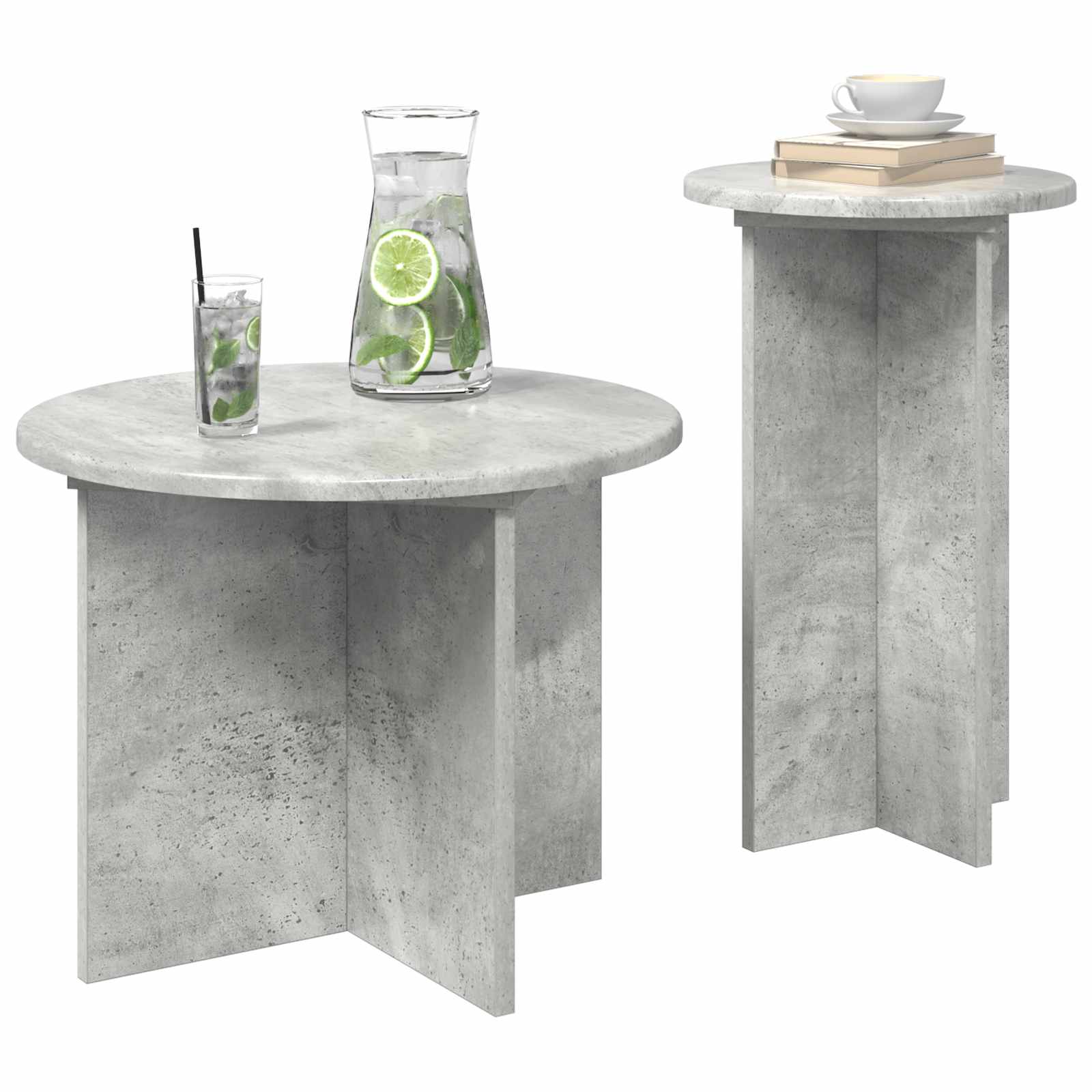 Set tavolini 2 pcs Grigio Cemento Legno ingegnerizzato | homemem39