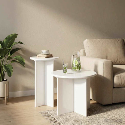 Set tavolini 2 pcs Bianco Lucido Legno ingegnerizzato | homemem39