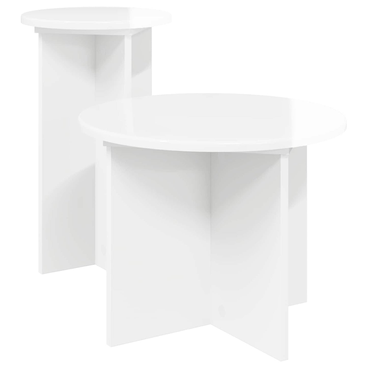 Set tavolini 2 pcs Bianco Lucido Legno ingegnerizzato | homemem39