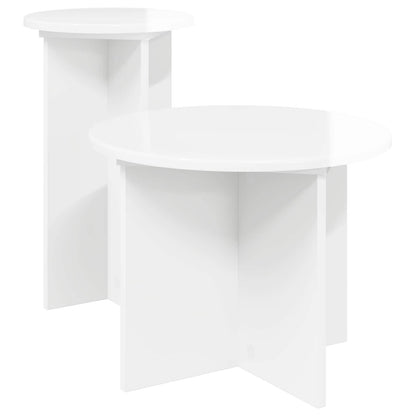Set tavolini 2 pcs Bianco Lucido Legno ingegnerizzato | homemem39