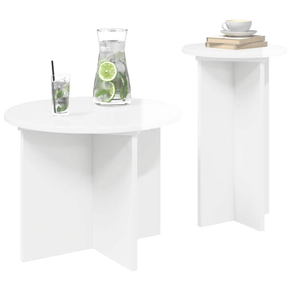 Set tavolini 2 pcs Bianco Lucido Legno ingegnerizzato | homemem39