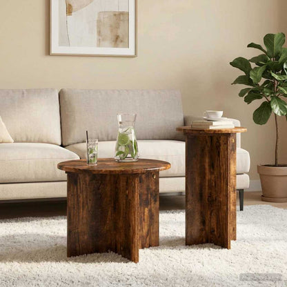 Set tavolini 2 pcs Rovere Fumo Legno ingegnerizzato | homemem39