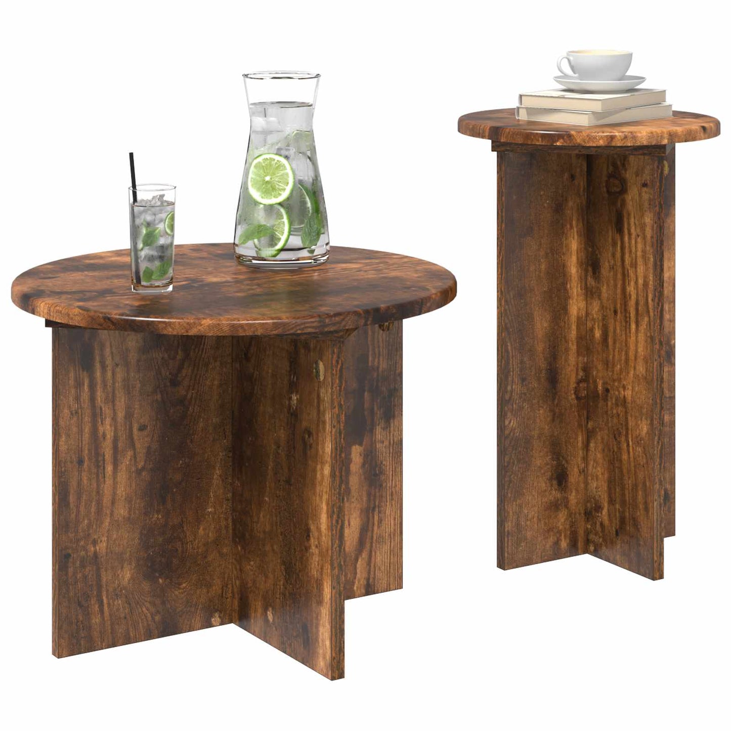 Set tavolini 2 pcs Rovere Fumo Legno ingegnerizzato | homemem39