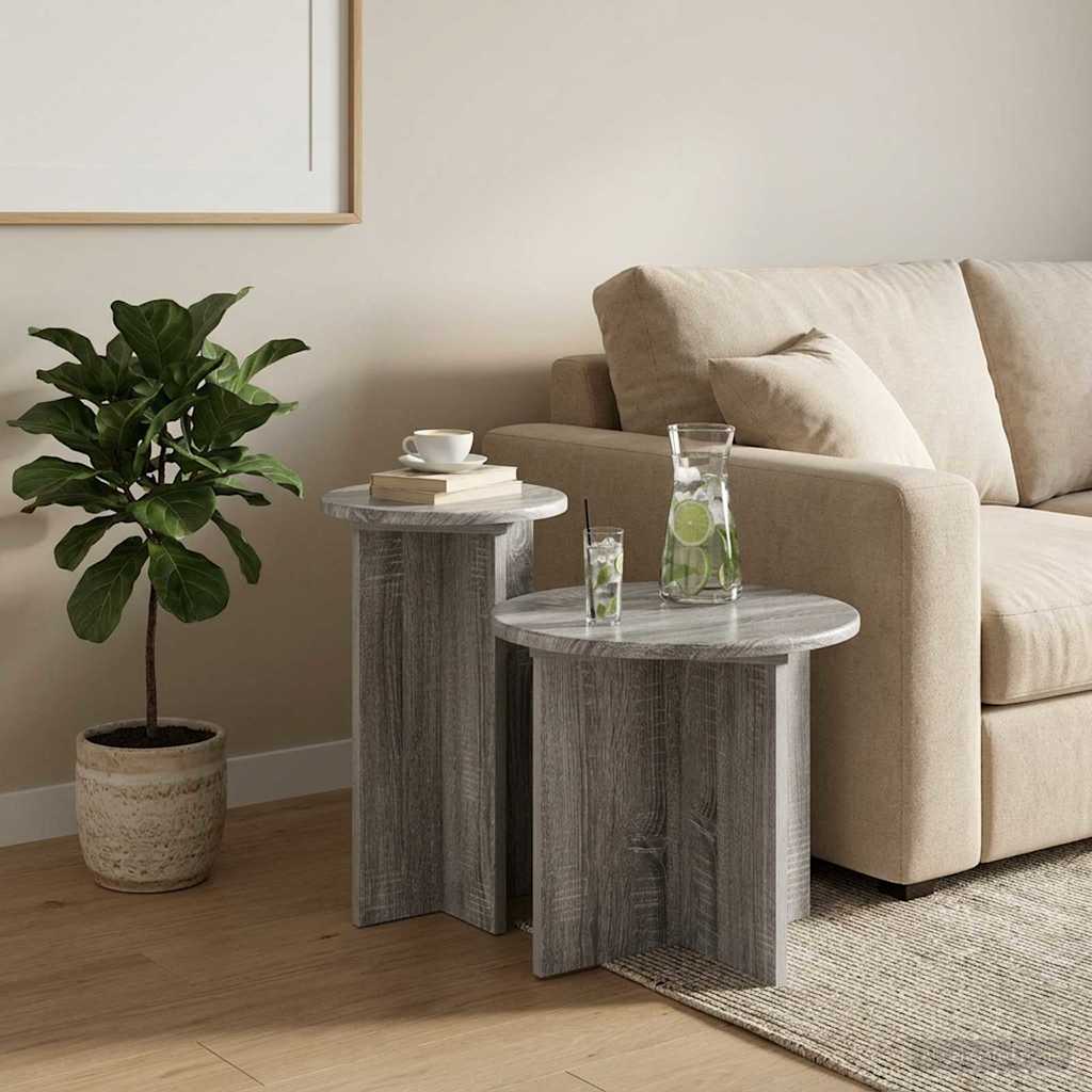 Set tavolini 2 pcs Grigio Sonoma Legno ingegnerizzato | homemem39