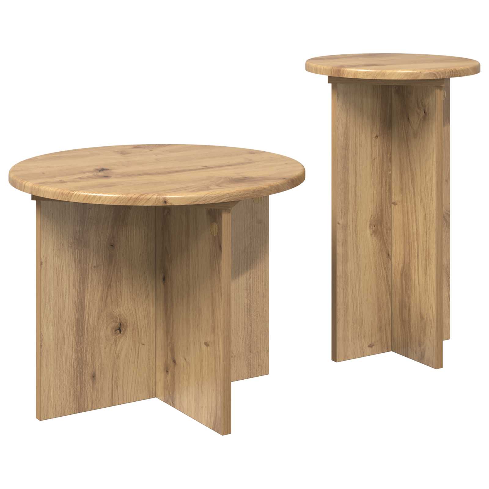Set tavolini 2 pz Rovere Artigianale Ø 45 x 35 cm | homemem39