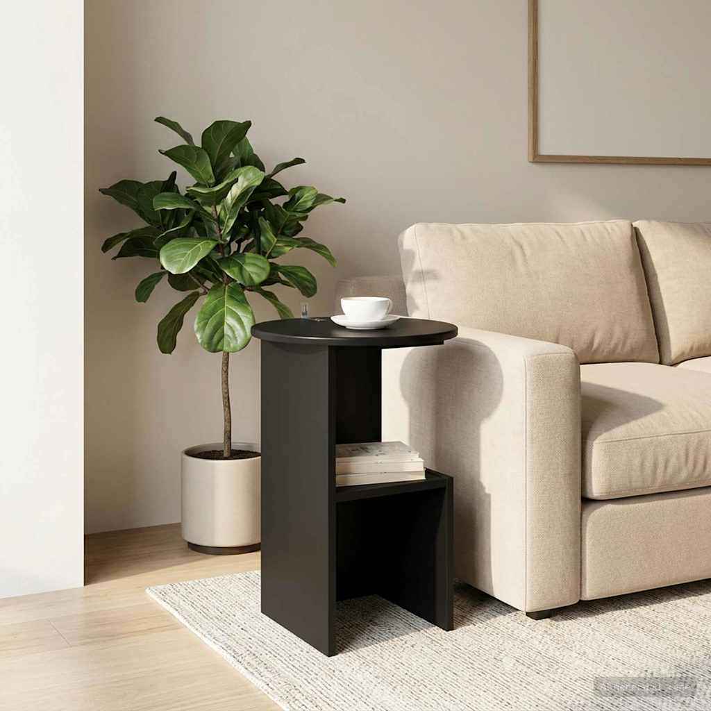 Tavolo laterale Rovere Nero Ø 39,5 x 55 cm Legno ingegnerizzato