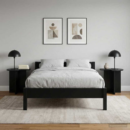 Tavolo laterale 2 pcs Rovere Nero Ø 39 x 38 cm