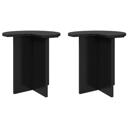 Tavolo laterale 2 pcs Rovere Nero Ø 39 x 38 cm