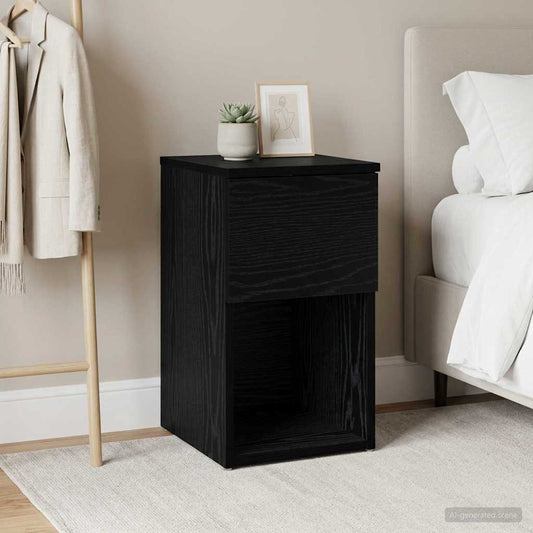 Armadietto per letto Rovere Nero 29 x 31,5 x 49 cm | homemem39