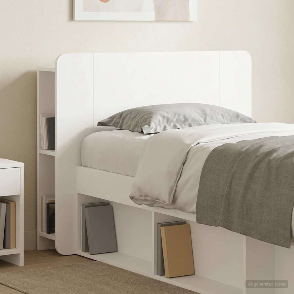 Testata del letto con archiviazione Bianco Legno ingegnerizzato
