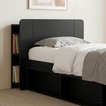 Testata del letto con archiviazione Nero Legno ingegnerizzato