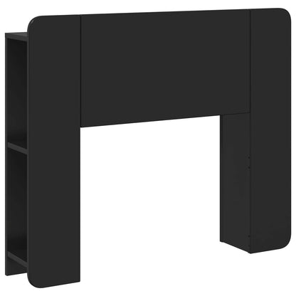Testata del letto con archiviazione Nero Legno ingegnerizzato