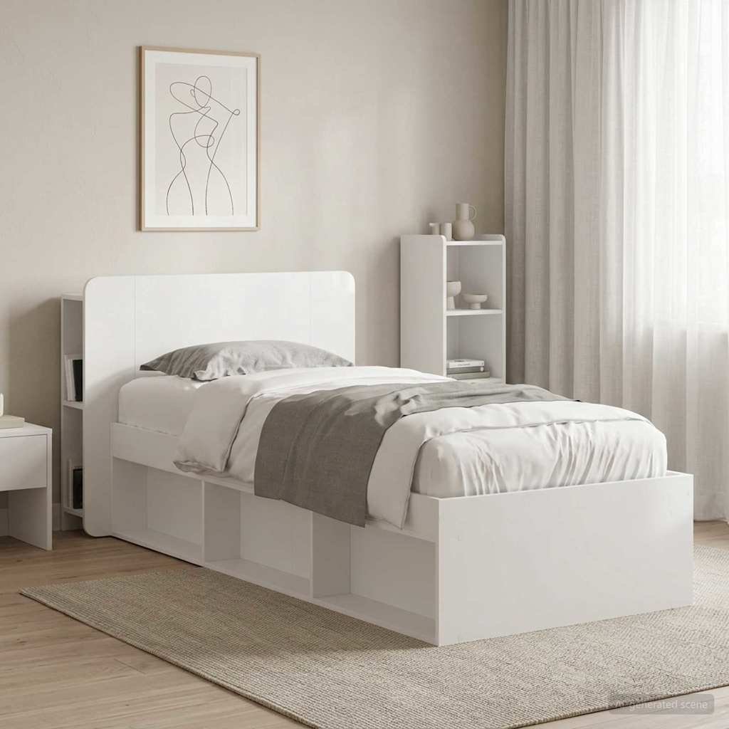 Testata del letto Bianco Lucido Legno ingegnerizzato